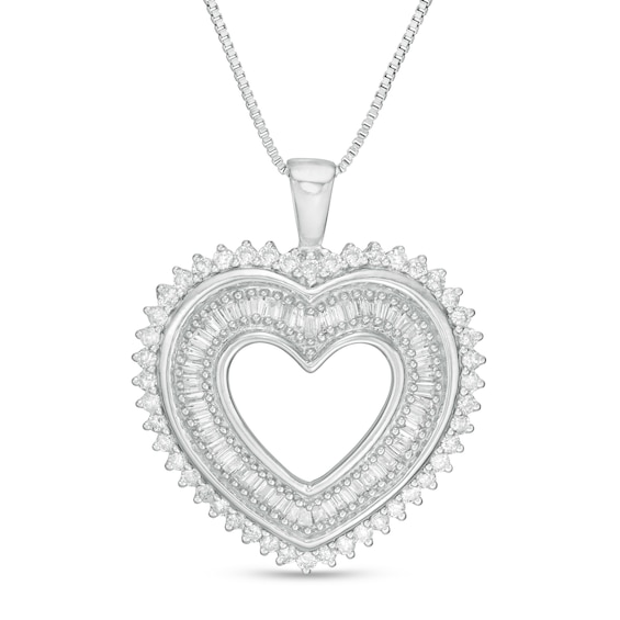 1 CT. T.w. Diamond Shadow Heart Pendant in Sterling Silver