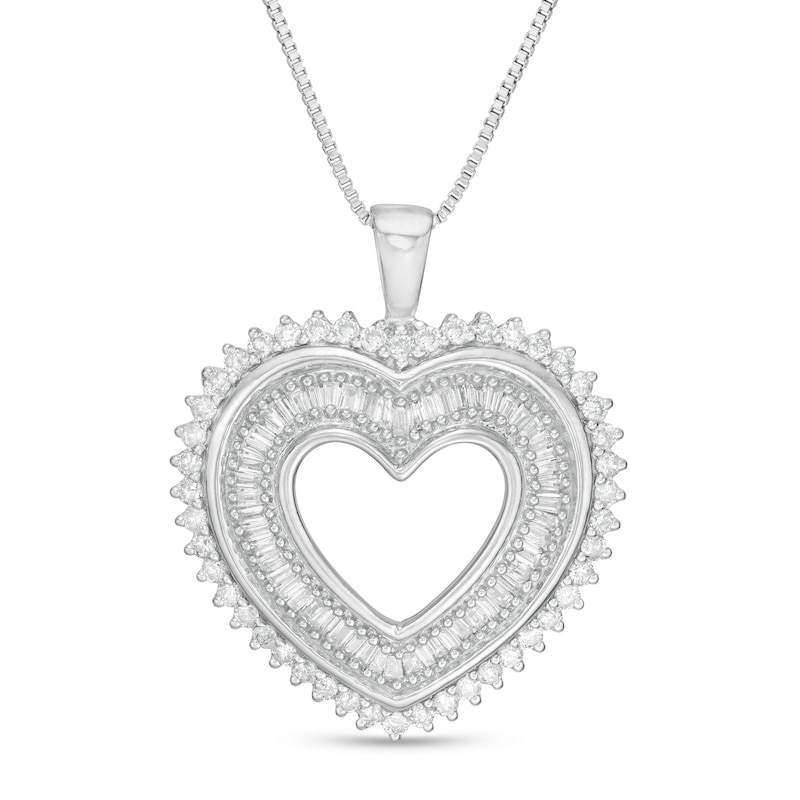Main Image 1 of 1 CT. T.W. Diamond Shadow Heart Pendant in Sterling Silver