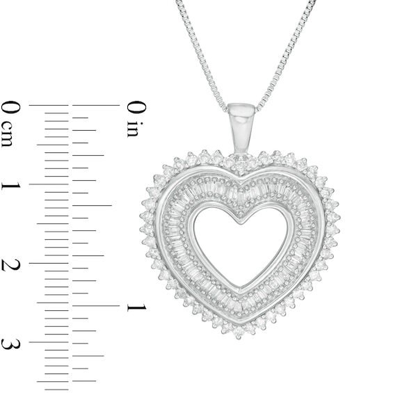 1 CT. T.w. Diamond Shadow Heart Pendant in Sterling Silver