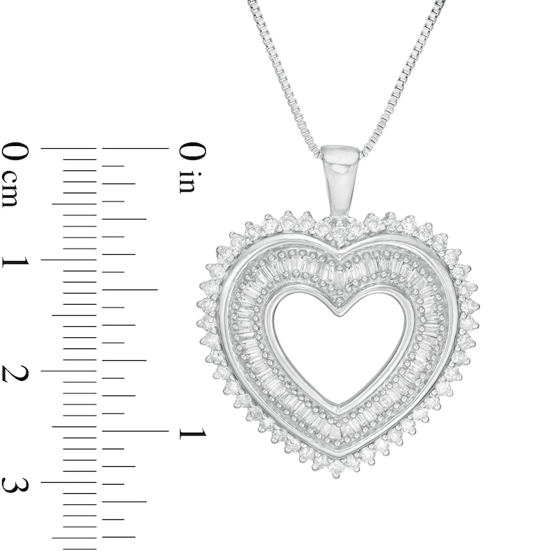 Main Image 3 of 1 CT. T.W. Diamond Shadow Heart Pendant in Sterling Silver