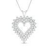 Thumbnail Image 1 of 4 CT. T.W. Diamond Sunburst Frame Heart Pendant in Sterling Silver
