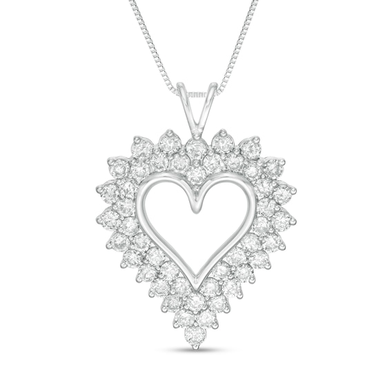 4 CT. T.w. Diamond Sunburst Frame Heart Pendant in Sterling Silver