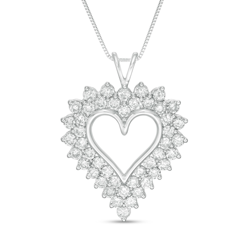 Main Image 1 of 4 CT. T.W. Diamond Sunburst Frame Heart Pendant in Sterling Silver