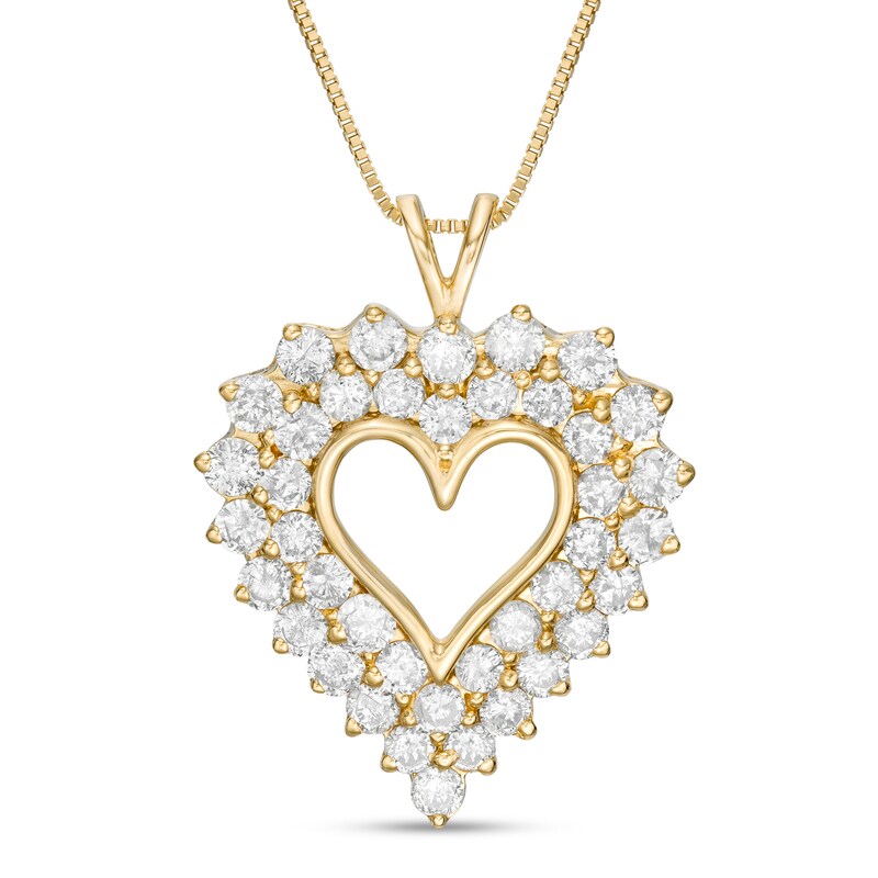 Main Image 1 of 4 CT. T.W. Diamond Shadow Frame Heart Pendant in Sterling Silver with 14K Gold Plate