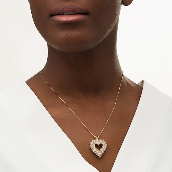 4 CT. T.w. Diamond Shadow Frame Heart Pendant in Sterling Silver with 14K Gold Plate