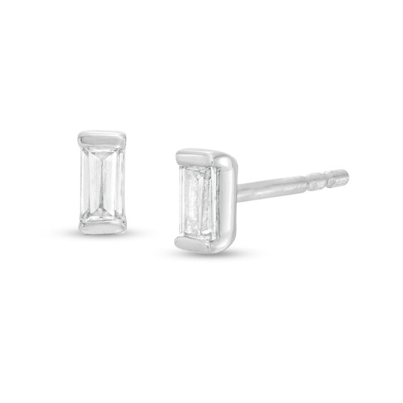 1/6 CT. T.w. Baguette Diamond Solitaire Stud Earrings in 10K White Gold