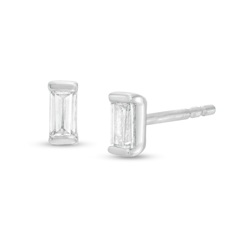 Main Image 1 of 1/6 CT. T.W. Baguette Diamond Solitaire Stud Earrings in 10K White Gold