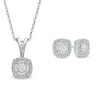 Thumbnail Image 1 of 1/5 CT. T.W. Diamond Cushion Bead Frame Pendant and Stud Earrings Set in Sterling Silver