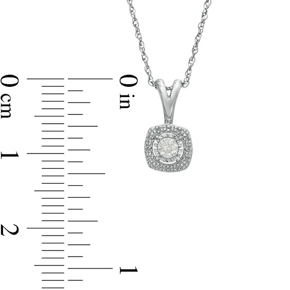 1/5 CT. T.w. Diamond Cushion Bead Frame Pendant and Stud Earrings Set in Sterling Silver
