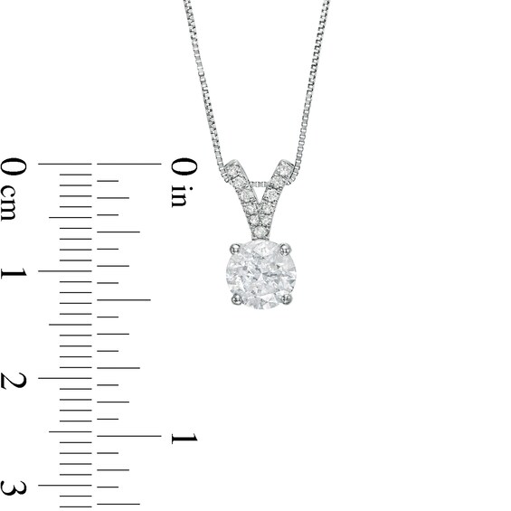 1 CT. T.w. Diamond "V" Drop Pendant in 14K White Gold (J/I3) - 18.25"