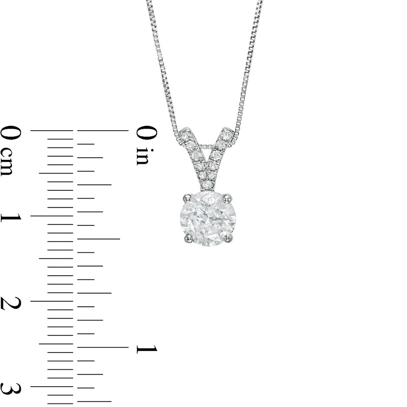 Main Image 3 of 1 CT. T.W. Diamond "V" Drop Pendant in 14K White Gold (J/I3) - 18.25"