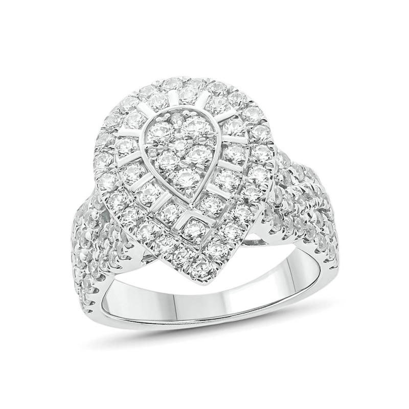 Main Image 1 of 2 CT. T.W. Composite Diamond Teardrop Frame Multi-Row Shank Engagement Ring in 10K White Gold