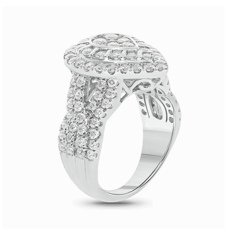 Main Image 2 of 2 CT. T.W. Composite Diamond Teardrop Frame Multi-Row Shank Engagement Ring in 10K White Gold
