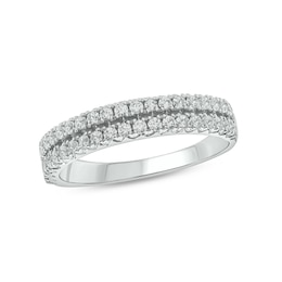 1/2 CT. T.W. Diamond Double Row Anniversary Band in 10K White Gold