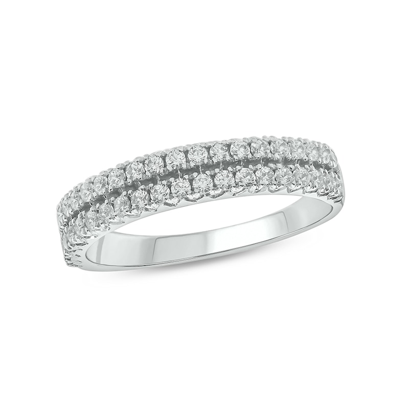 Main Image 1 of 1/2 CT. T.W. Diamond Double Row Anniversary Band in 10K White Gold