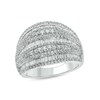1-1/2 CT. T.W. Baguette and Round Diamond Multi-Row Dome Ring in 10K White Gold