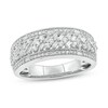 1/2 CT. T.W. Baguette and Round Diamond Multi-Row Vintage-Style Ring in 10K White Gold