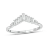 Thumbnail Image 1 of 1/5 CT. T.W. Baguette and Round Diamond Chevron Ring in 10K White Gold