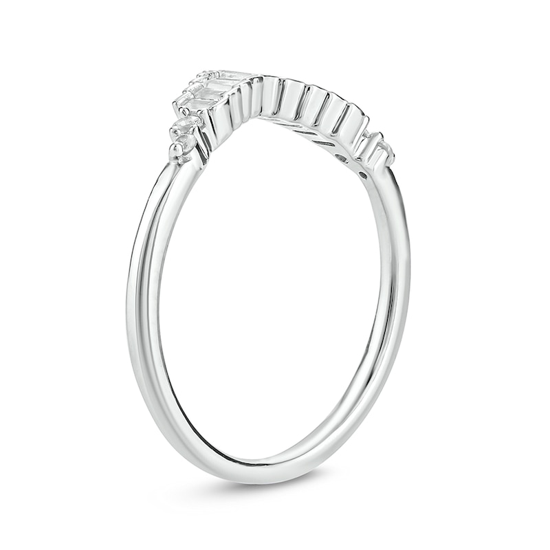 Main Image 2 of 1/5 CT. T.W. Baguette and Round Diamond Chevron Ring in 10K White Gold