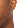 Thumbnail Image 2 of 1/5 CT. T.W. Diamond Cross Drop Hoop Earrings in 10K Gold