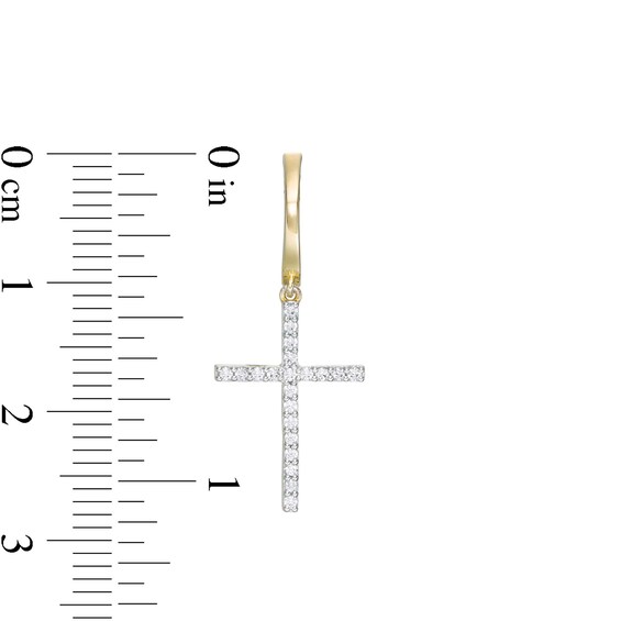 1/5 CT. T.w. Diamond Cross Drop Hoop Earrings in 10K Gold