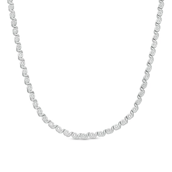 1/2 CT. T.W. Diamond TennisStyle "S" Necklace in Sterling Silver 24