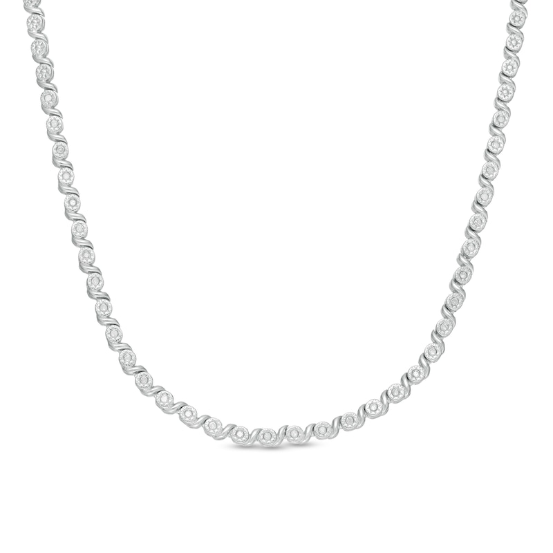 1/2 CT. T.W. Diamond Tennis-Style "S" Necklace in Sterling Silver - 24"