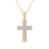 Thumbnail Image 0 of Men's 1/10 CT. T.W. Diamond Double Row Art Deco Cross Pendant in Sterling Silver with 14K Gold Plate