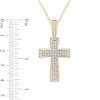 Thumbnail Image 1 of Men's 1/10 CT. T.W. Diamond Double Row Art Deco Cross Pendant in Sterling Silver with 14K Gold Plate