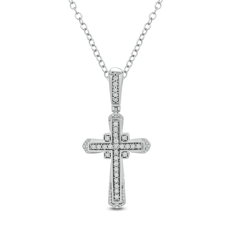 Men's 1/6 CT. T.W. Diamond Vintage-Style Cross Pendant in Sterling Silver