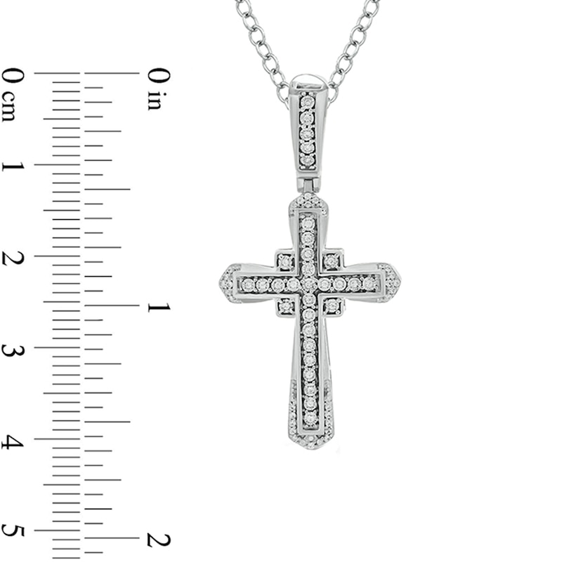 Men's 1/6 CT. T.W. Diamond Vintage-Style Cross Pendant in Sterling Silver