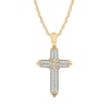 Thumbnail Image 0 of Men's 1/10 CT. T.W. Diamond Double Row "X" Cross Pendant in 10K Gold