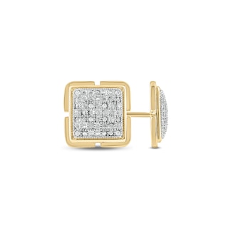 1/20 CT. T.W. Square-Shaped Multi-Diamond Convex Vintage-Style Stud Earrings in Sterling Silver with 14K Gold Plate