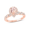 Thumbnail Image 0 of Pear-Shaped Morganite and 1/5 CT. T.W. Diamond Frame Twist Shank Ring in 10K Rose Gold