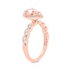 Thumbnail Image 1 of Pear-Shaped Morganite and 1/5 CT. T.W. Diamond Frame Twist Shank Ring in 10K Rose Gold