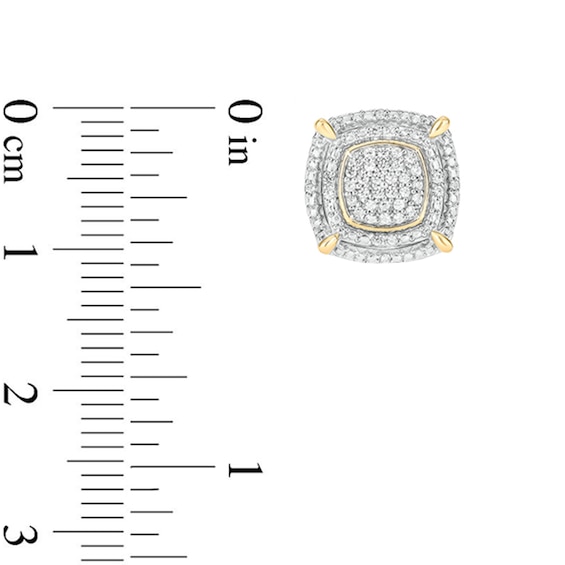 1/4 CT. T.w. Composite Diamond Double Cushion Frame Stud Earrings in 10K Gold