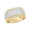 Thumbnail Image 1 of Men's 1 CT. T.W. Diamond Border Triple Row Stepped Edge Signet Ring in 10K Two-Tone Gold