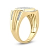 Thumbnail Image 2 of 1 CT. T.W. Composite Diamond Cushion Frame Triple Row Grooved Shank Signet Ring in 10K Gold