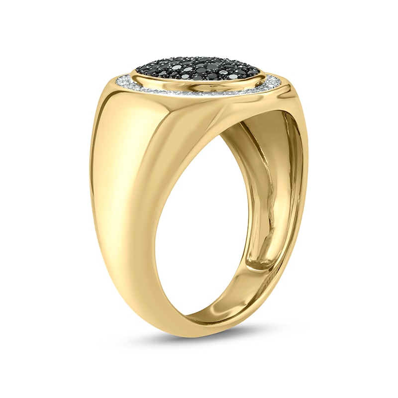 Main Image 2 of 1/3 CT. T.W. Oval Composite Enhanced Black and White Diamond Frame Signet Ring in 10K Gold