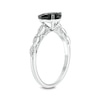 Thumbnail Image 2 of Pear-Shaped Black Sapphire and 1/10 CT. T.W. Diamond Vintage-Style Engagement Ring in 10K White Gold