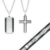 Thumbnail Image 0 of Men's Diamond Accent Dog Tag, Cross Pendant and Bracelet Set in Stainless Steel and Tungsten with Black IP - 24"