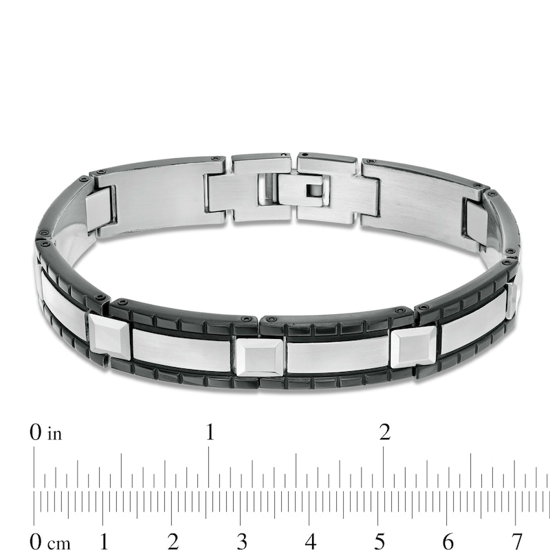 Main Image 2 of Men's Diamond Accent Dog Tag, Cross Pendant and Bracelet Set in Stainless Steel and Tungsten with Black IP - 24"
