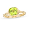 Thumbnail Image 1 of 7.0mm Cushion-Cut Peridot and Diamond Accent Floral Tri-Sides Ring in 10K Gold