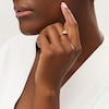 Thumbnail Image 2 of 7.0mm Cushion-Cut Peridot and Diamond Accent Floral Tri-Sides Ring in 10K Gold