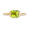 Thumbnail Image 4 of 7.0mm Cushion-Cut Peridot and Diamond Accent Floral Tri-Sides Ring in 10K Gold