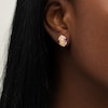 Thumbnail Image 2 of Captivating Color Oval Opal, Amethyst and 1/4 CT. T.W. Diamond Border Three Stone Stud Earrings in 14K Rose Gold