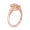 Thumbnail Image 2 of Oval Morganite and 1/10 CT. T.W. Diamond Art Deco Side Accent Ring in 10K Rose Gold