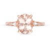 Thumbnail Image 4 of Oval Morganite and 1/10 CT. T.W. Diamond Art Deco Side Accent Ring in 10K Rose Gold
