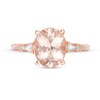 Thumbnail Image 3 of Oval Morganite and 1/10 CT. T.W. Diamond Art Deco Side Accent Ring in 10K Rose Gold