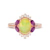 Thumbnail Image 3 of Captivating Color Oval Opal, Amethyst and 1/3 CT. T.W. Diamond Ornate Border Split Shank Ring in 14K Rose Gold